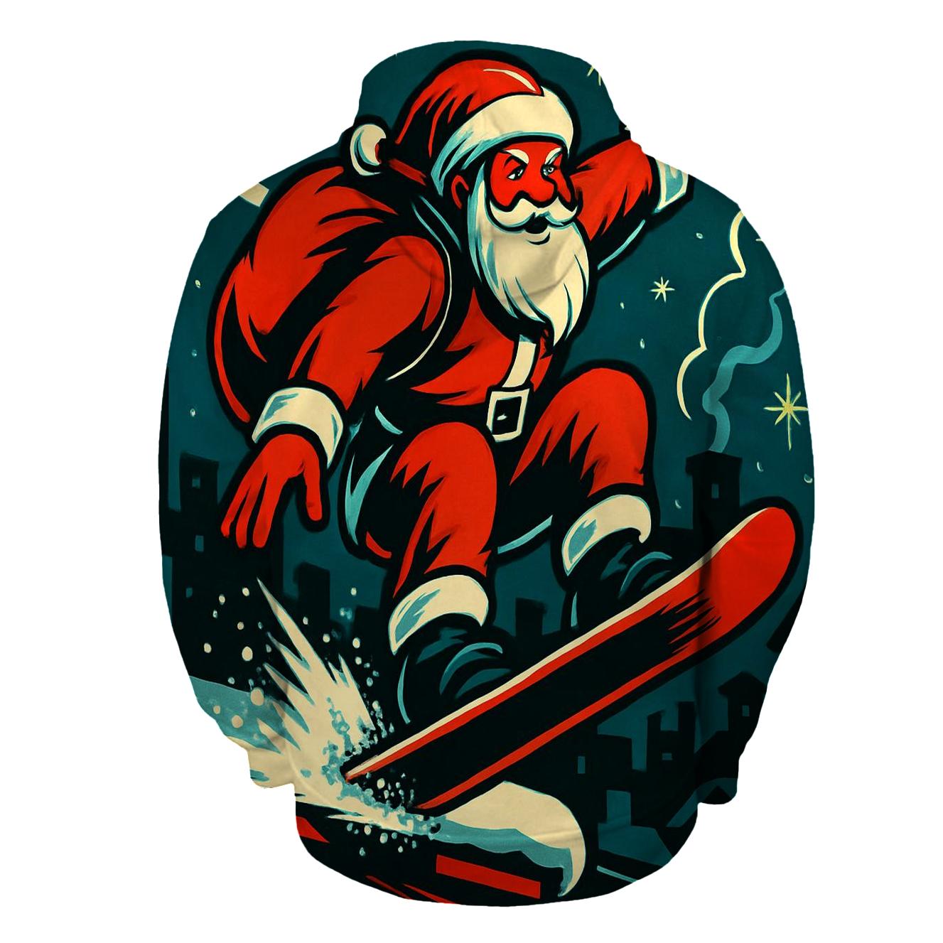 Snowboard Santa Skyline Leap zip-up hoodies