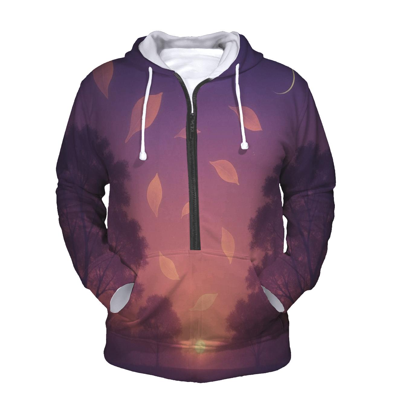 Moonlit Petal Sunset Grove embroidered hoodies
