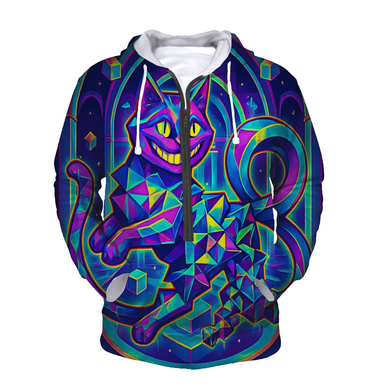 Psychedelic Prism Cheshire Cat designer hoodies