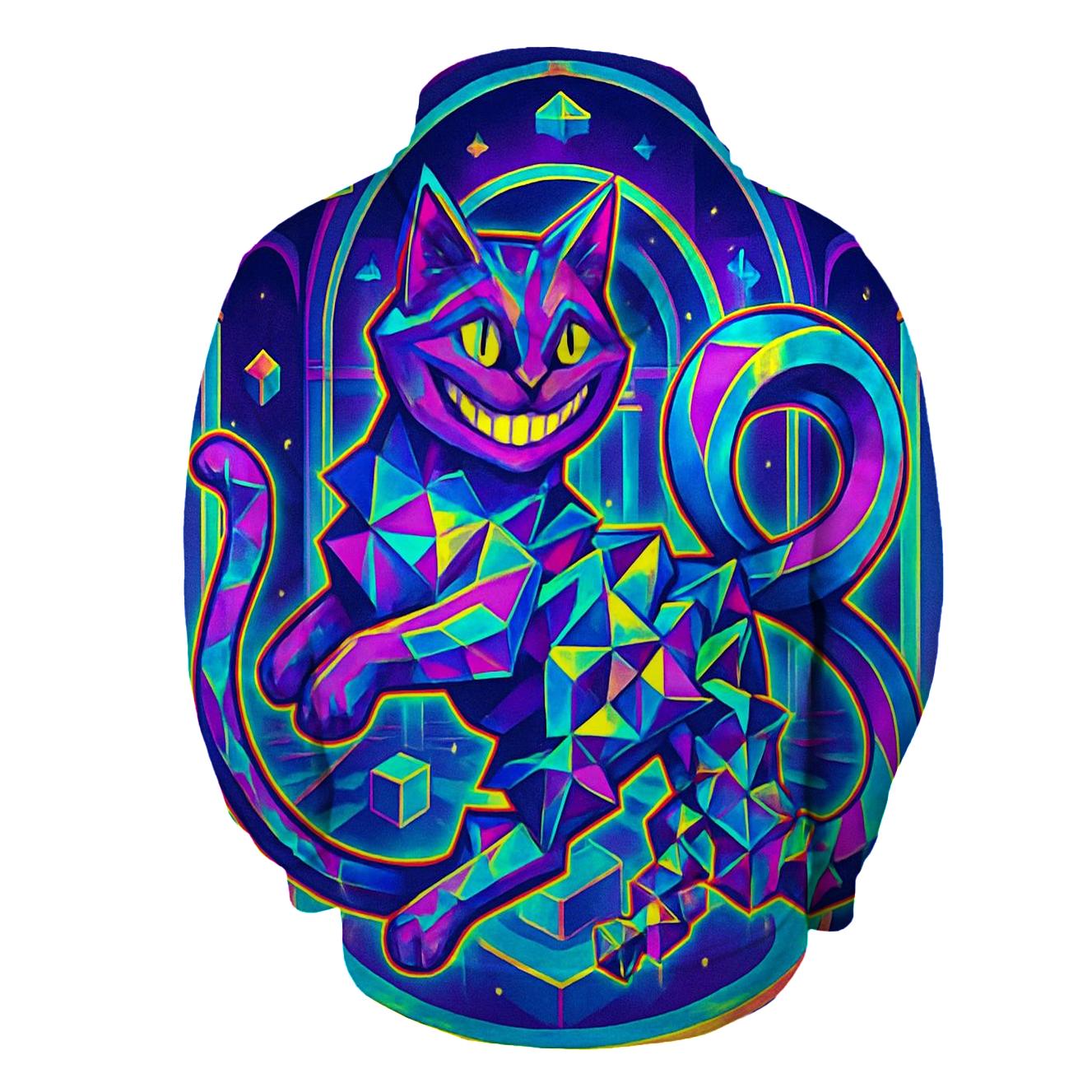 Psychedelic Prism Cheshire Cat designer hoodies