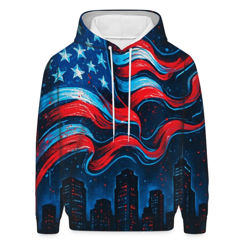 Neon Skyline Flag Surge custom hoodies