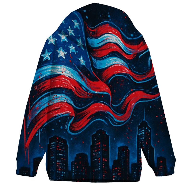 Neon Skyline Flag Surge custom hoodies