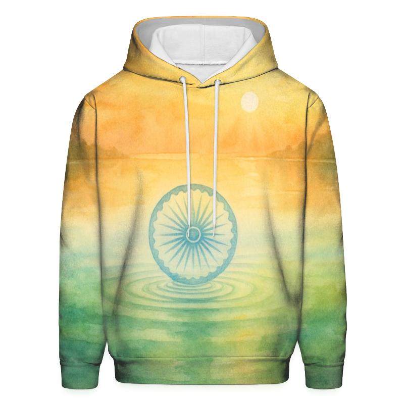 Saffron Watercolor Spirit Of India custom hoodies