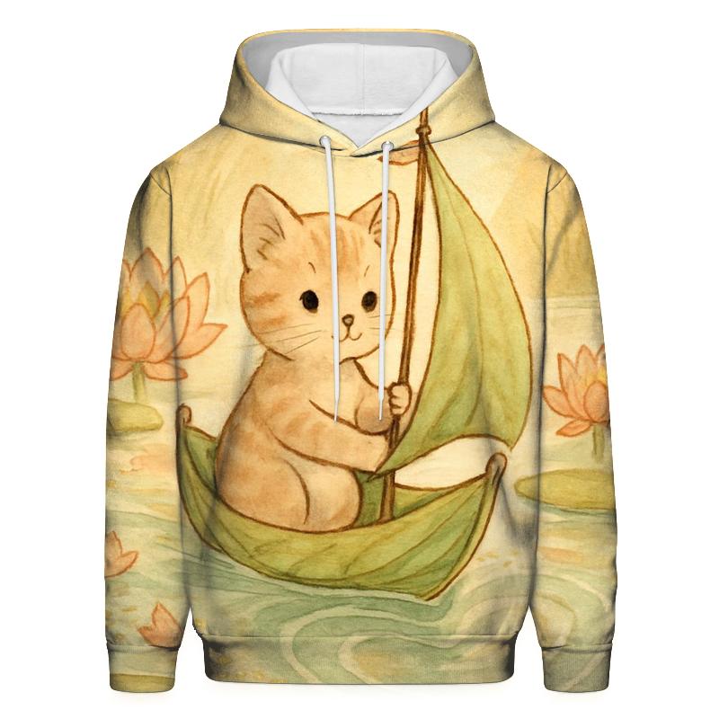 Sunrise Lily Pond Cat Sailboat designer hoodies