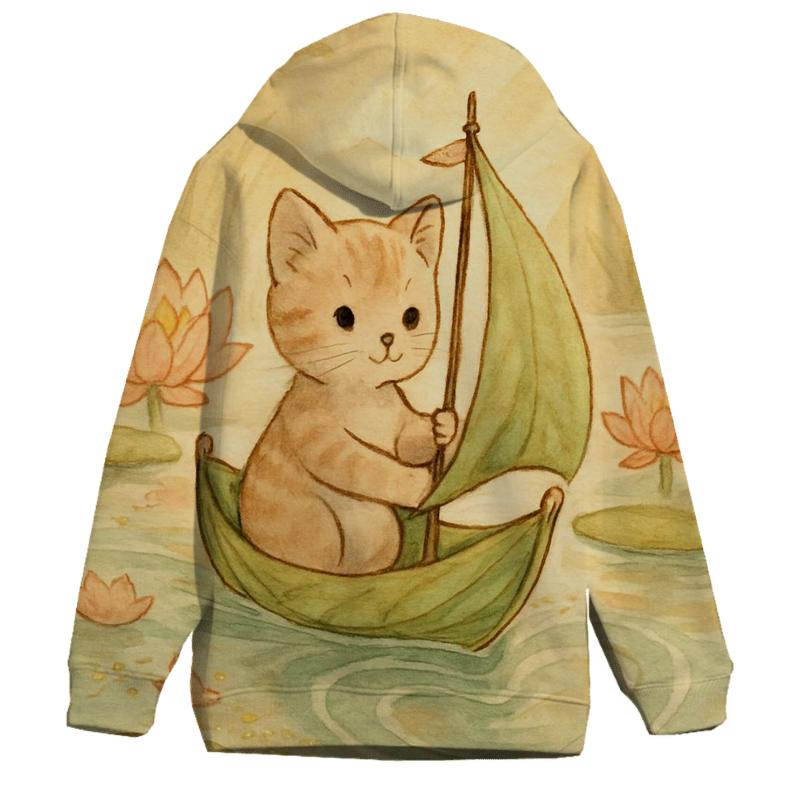 Sunrise Lily Pond Cat Sailboat designer hoodies