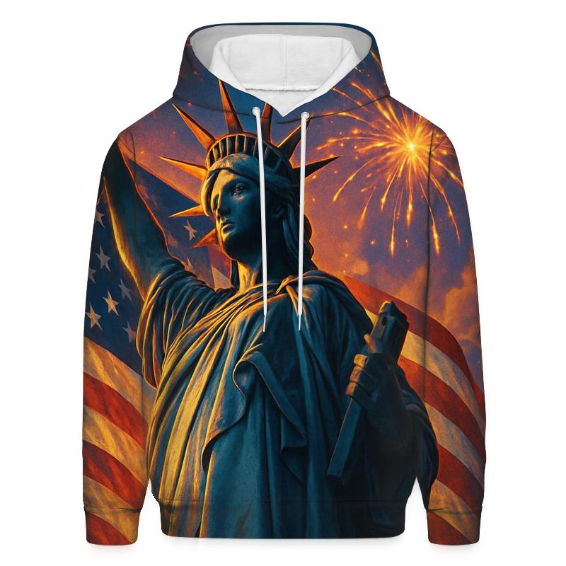 Liberty In Wind And Fireworks printed hoodies