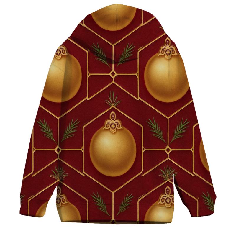 Golden Ornament Medallion Lattice On Deep Red Background pullover hoodies