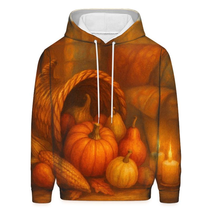 Candlelit Cornucopia Hearth premium hoodies