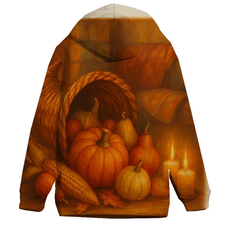 Candlelit Cornucopia Hearth premium hoodies