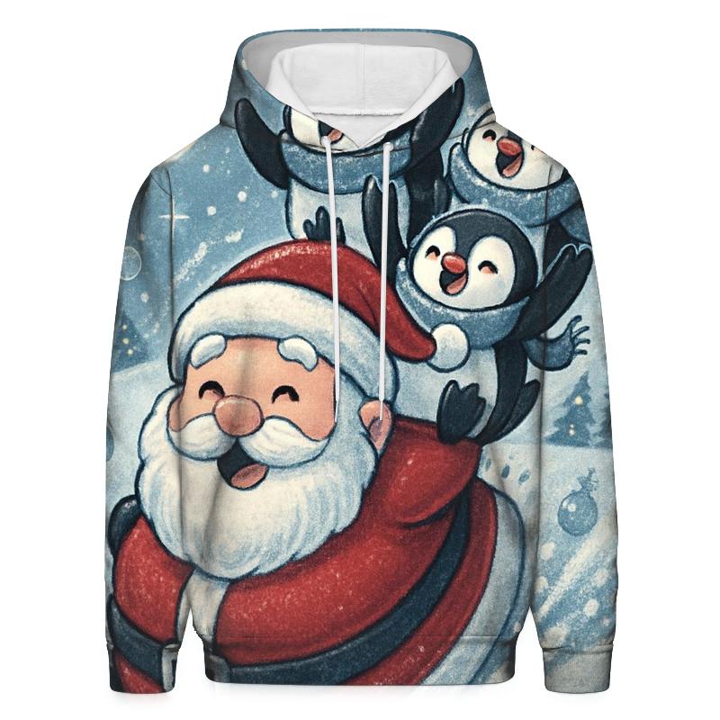 Santa Belly Sleigh Ride With Penguins In Scarves hoodie trends