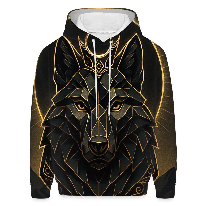 Obsidian Gold Eclipse Wolf graphic hoodies