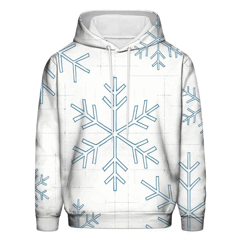 Snowflake Blueprint Grid On White Background hoodies fashion