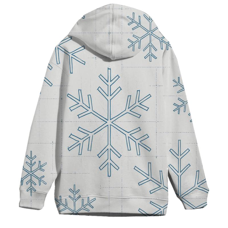 Snowflake Blueprint Grid On White Background hoodies fashion