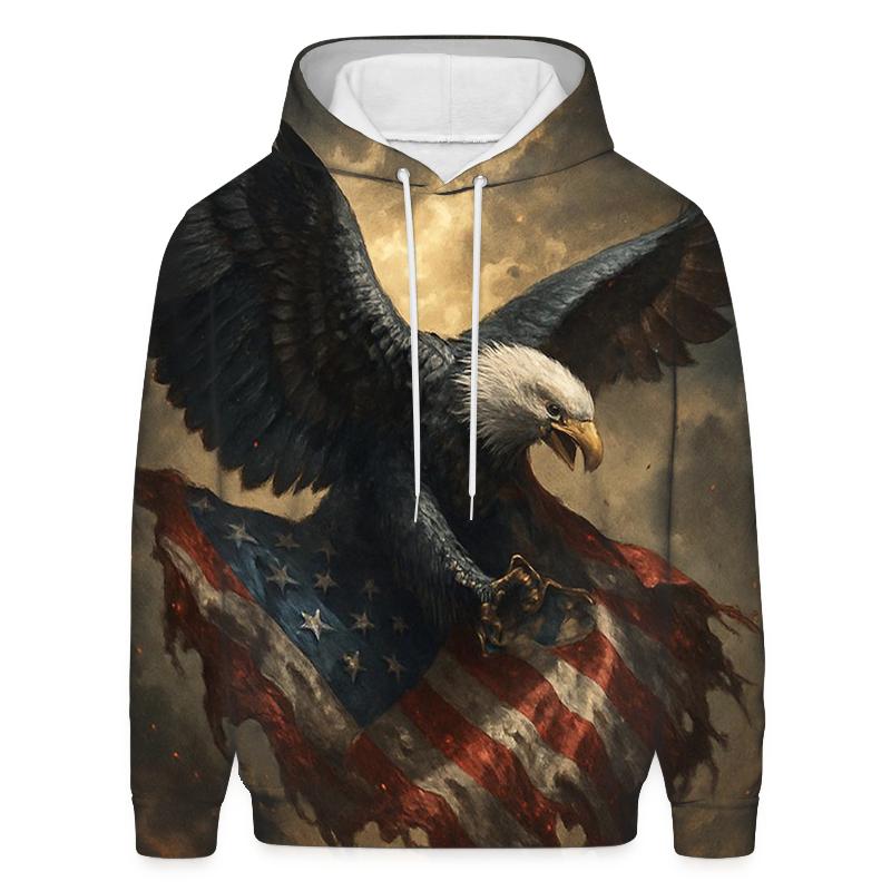 Eagle Guarding The Battle Worn Banner heavyweight hoodies