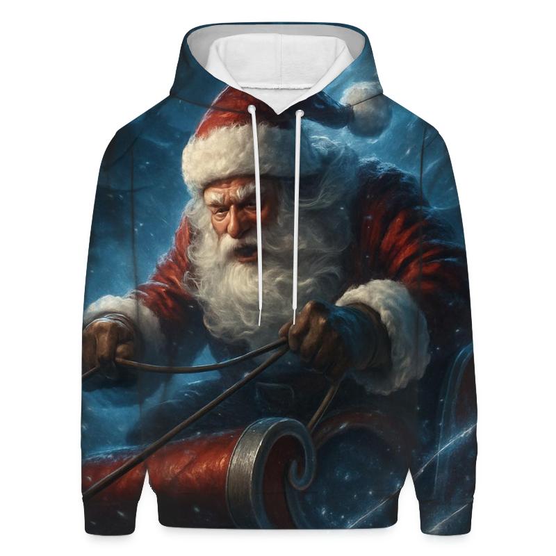 Sleigh Dive Through Snowstorm embroidered hoodies