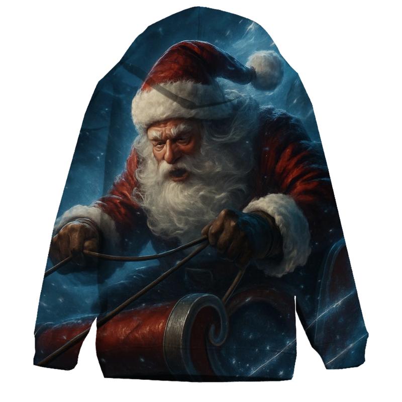 Sleigh Dive Through Snowstorm embroidered hoodies