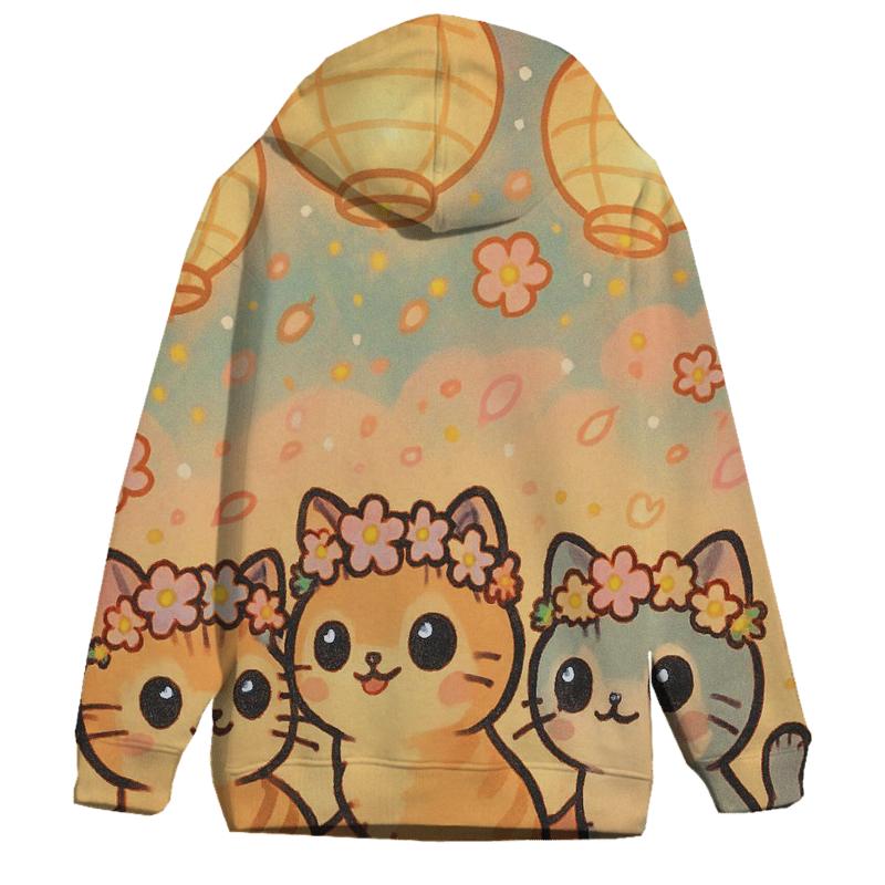 Festival Lantern Kitten Parade embroidered hoodies