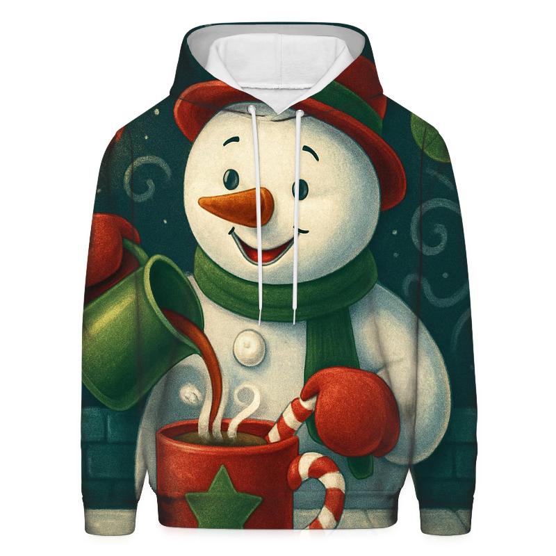 Snowman Barista Serving Peppermint Cocoa In A Blizzard Cafe custom hoodies