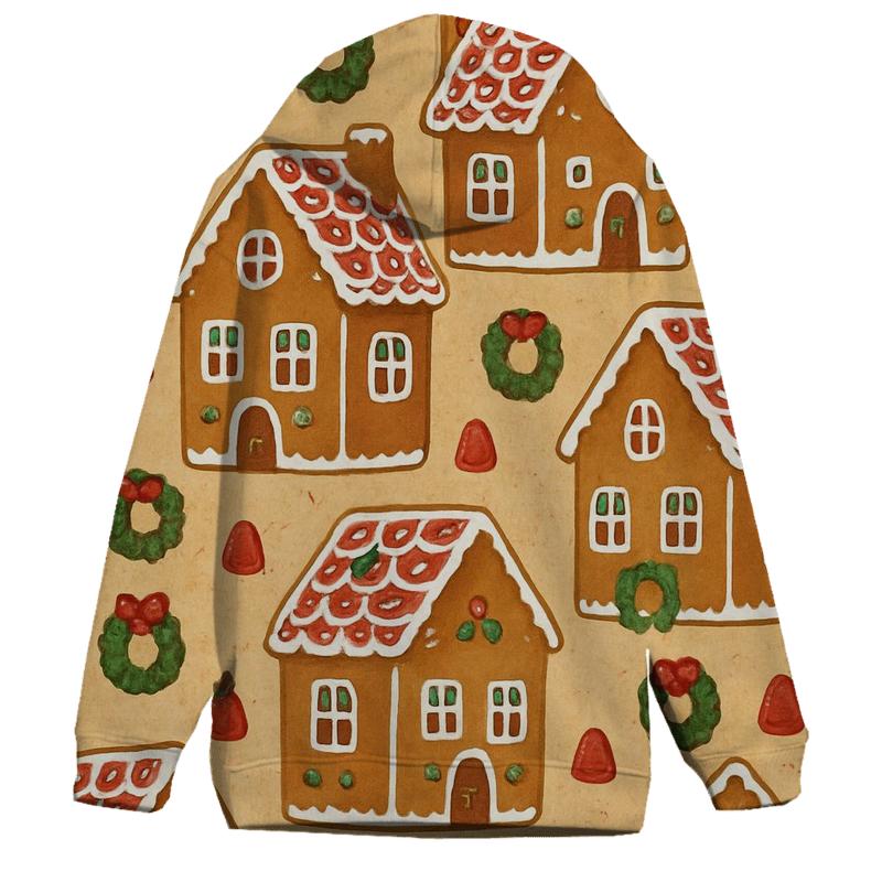 Gingerbread House Block Repeat On Warm Beige Background heavyweight hoodies