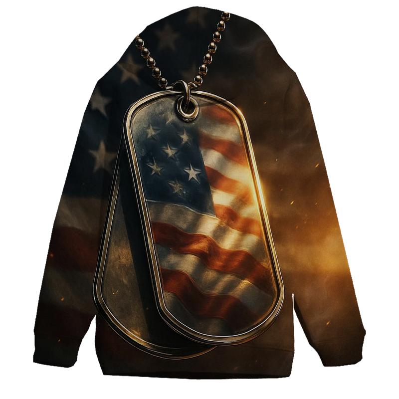Dog Tags In The Flag Glow premium hoodies