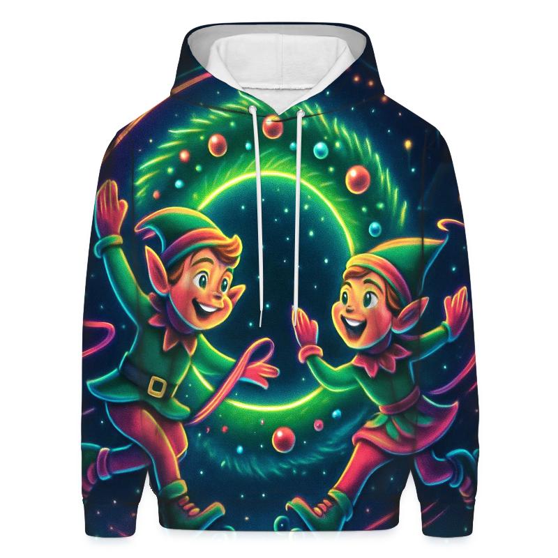 Elf Roller Disco Around A Giant Wreath Portal graphic hoodies
