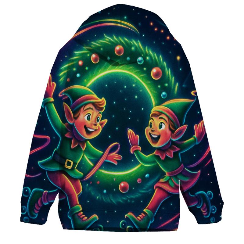 Elf Roller Disco Around A Giant Wreath Portal graphic hoodies