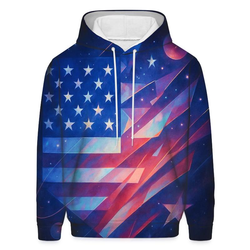 Cosmic Collage Of Stars And Stripes printed hoodies