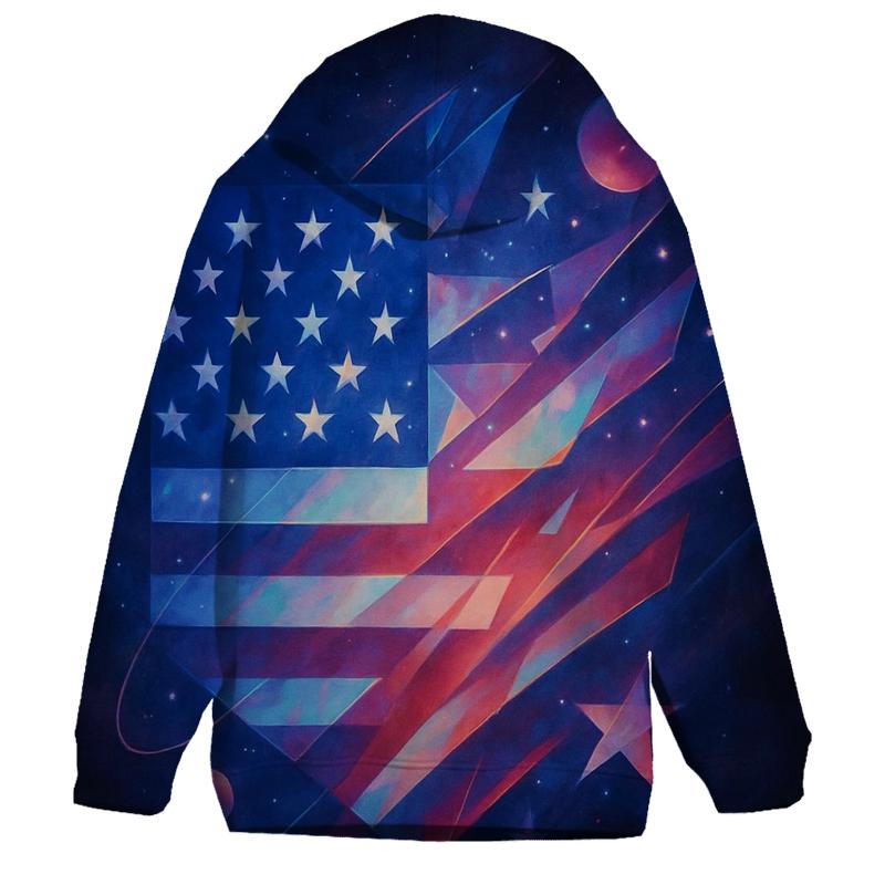 Cosmic Collage Of Stars And Stripes printed hoodies