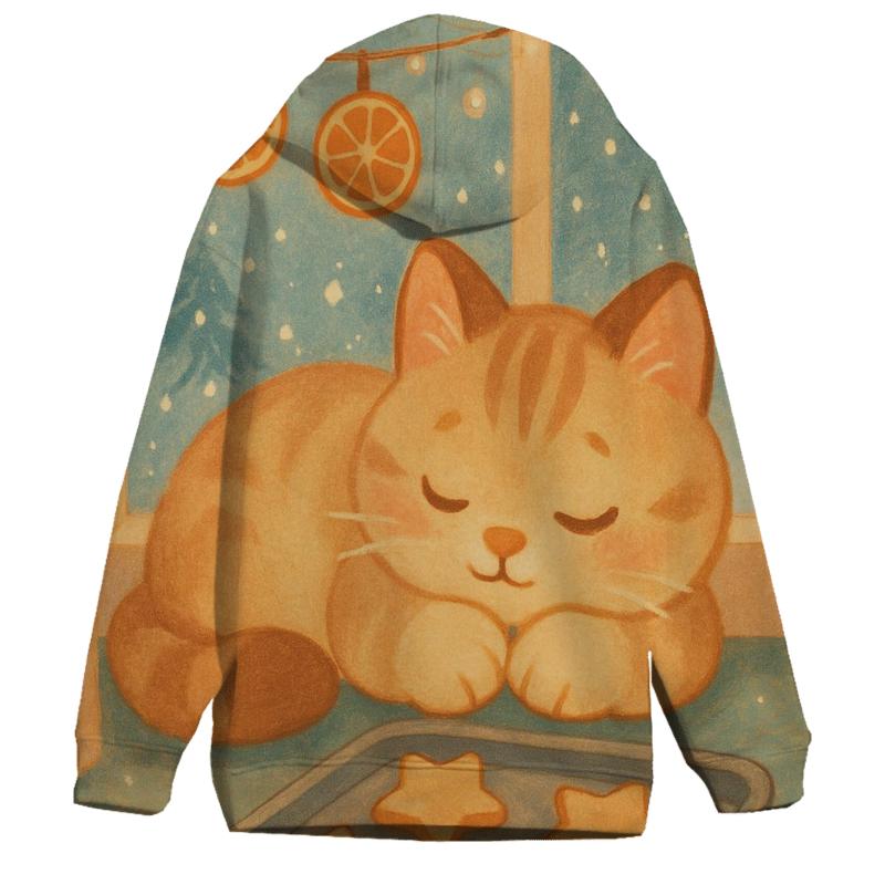 Cozy Bakery Window Biscuit Cat Nap printed hoodies