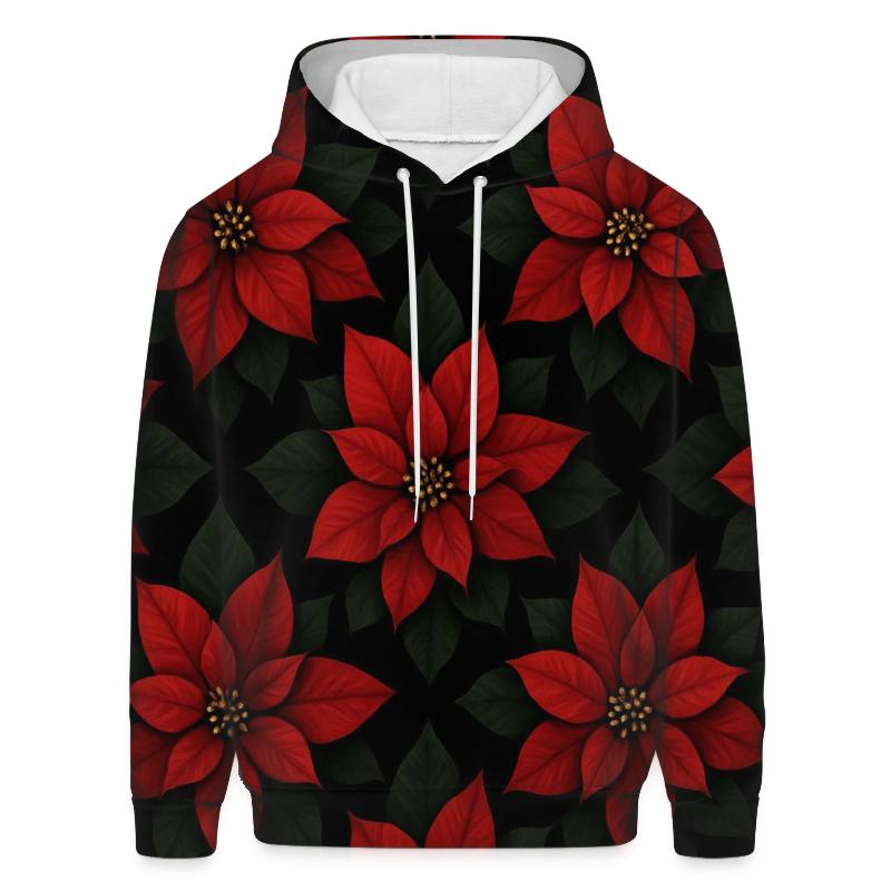 Poinsettia Rosette Radial Tiles On Black Background hoodies fashion