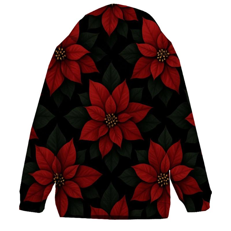 Poinsettia Rosette Radial Tiles On Black Background hoodies fashion