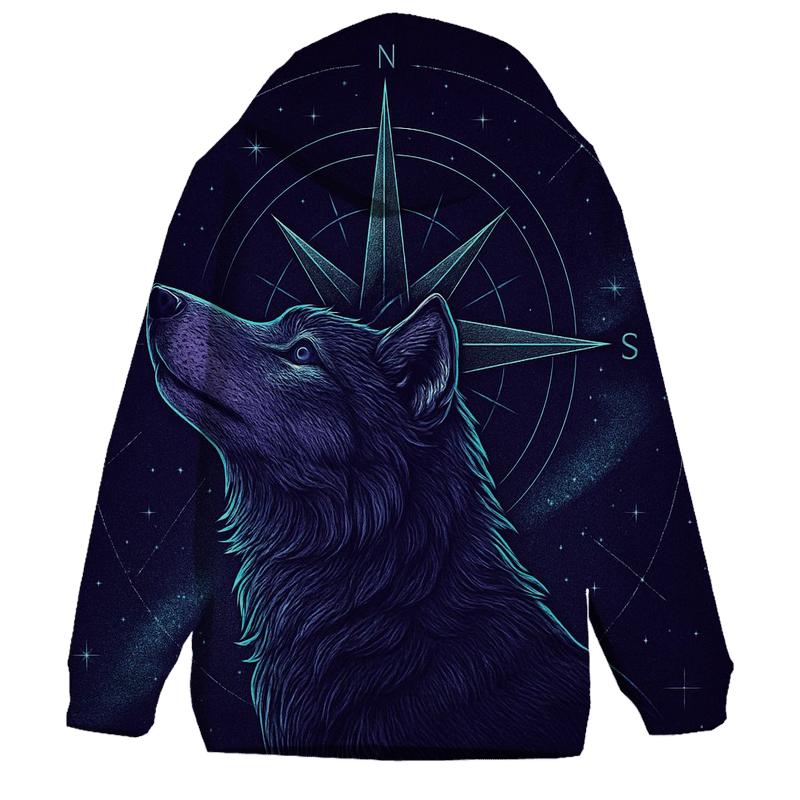 Celestial Navigator Wolf Compass hoodie trends