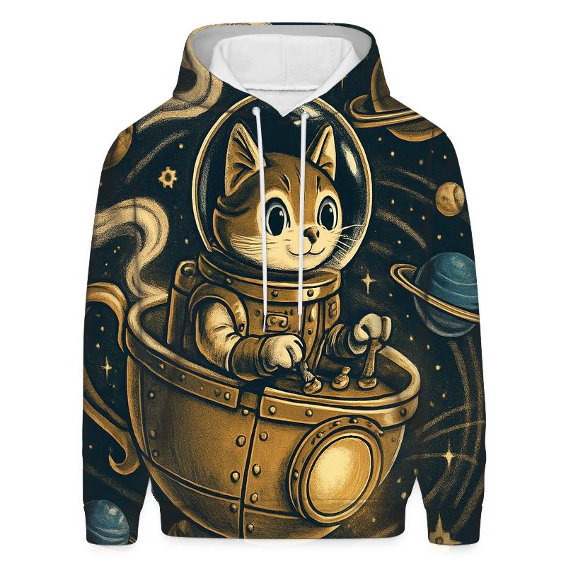 Steampunk Teacup Astronaut Cat zip-up hoodies