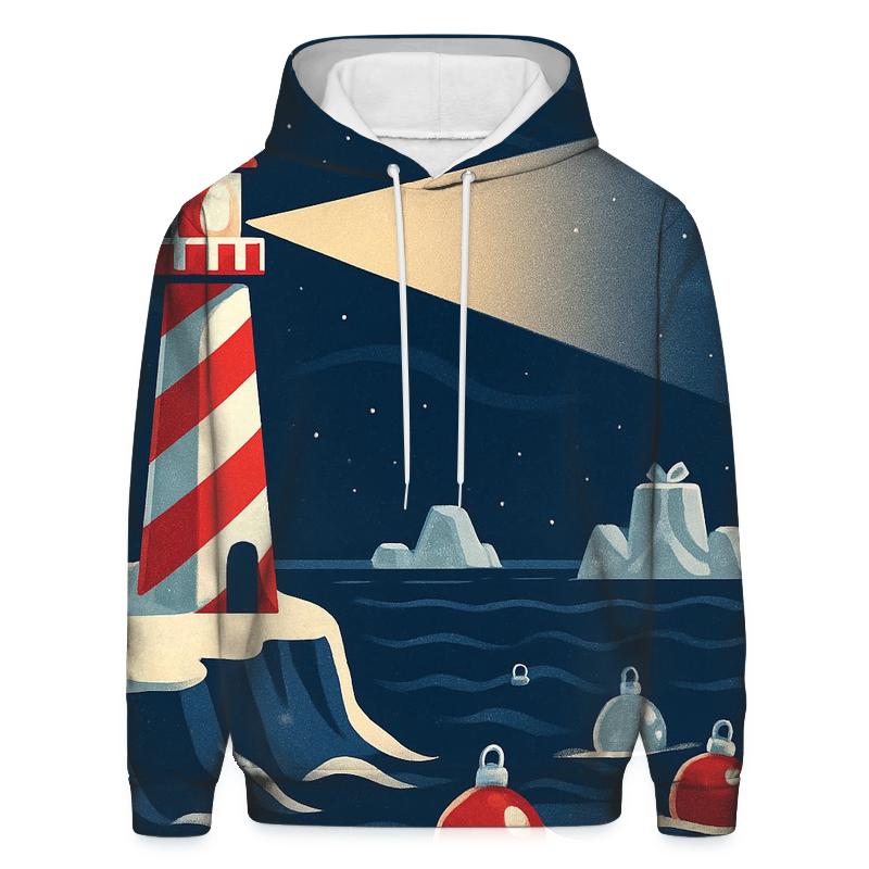 Candy Cane Lighthouse Guiding Boats Of Floating Ornaments lightweight hoodies