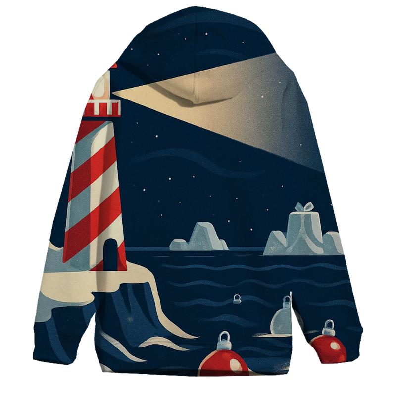 Candy Cane Lighthouse Guiding Boats Of Floating Ornaments lightweight hoodies