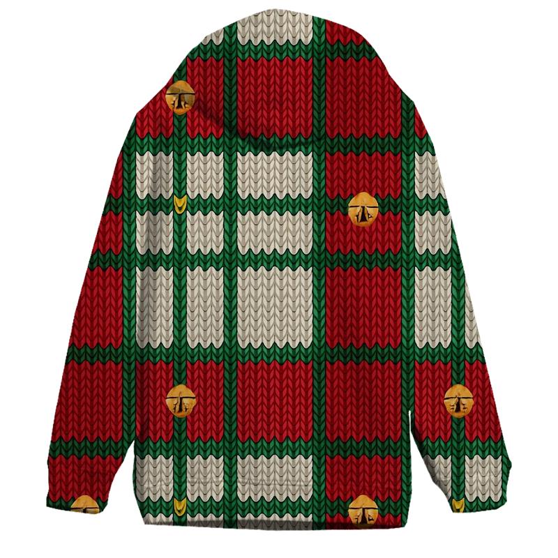 Plaid Knit Texture With Tiny Bells On Ivory Background lightweight hoodies