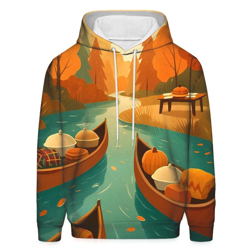 Autumn River Family Potluck Canoes heavyweight hoodies