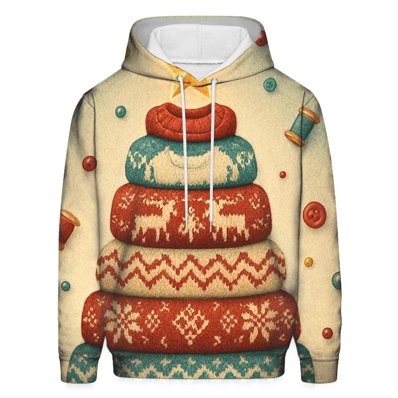 Christmas Tree Made Of Stacked Sweaters With Cozy Texture Illusions hoodie designs
