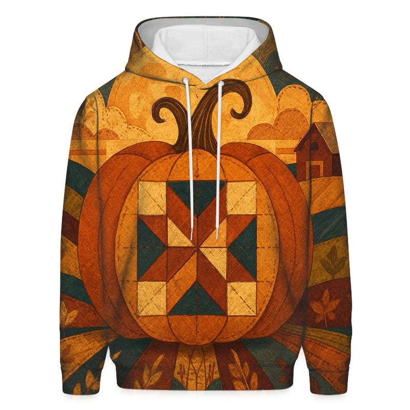 Quilted Harvest Moon Landscape hoodies fashion