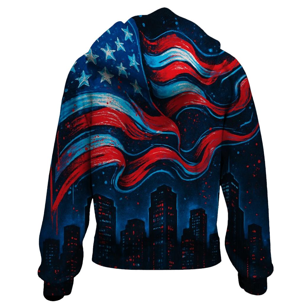 Neon Skyline Flag Surge lightweight hoodies