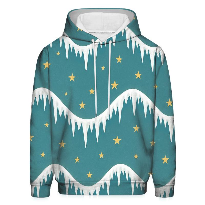 Icicle And Star Garland Wave On Teal Background lightweight hoodies