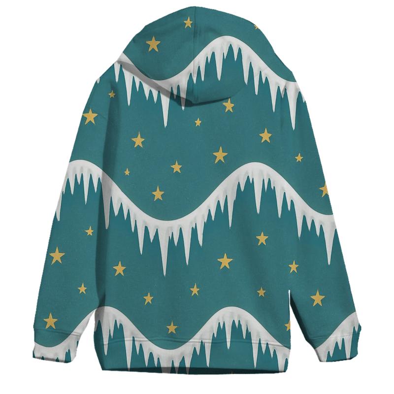 Icicle And Star Garland Wave On Teal Background lightweight hoodies