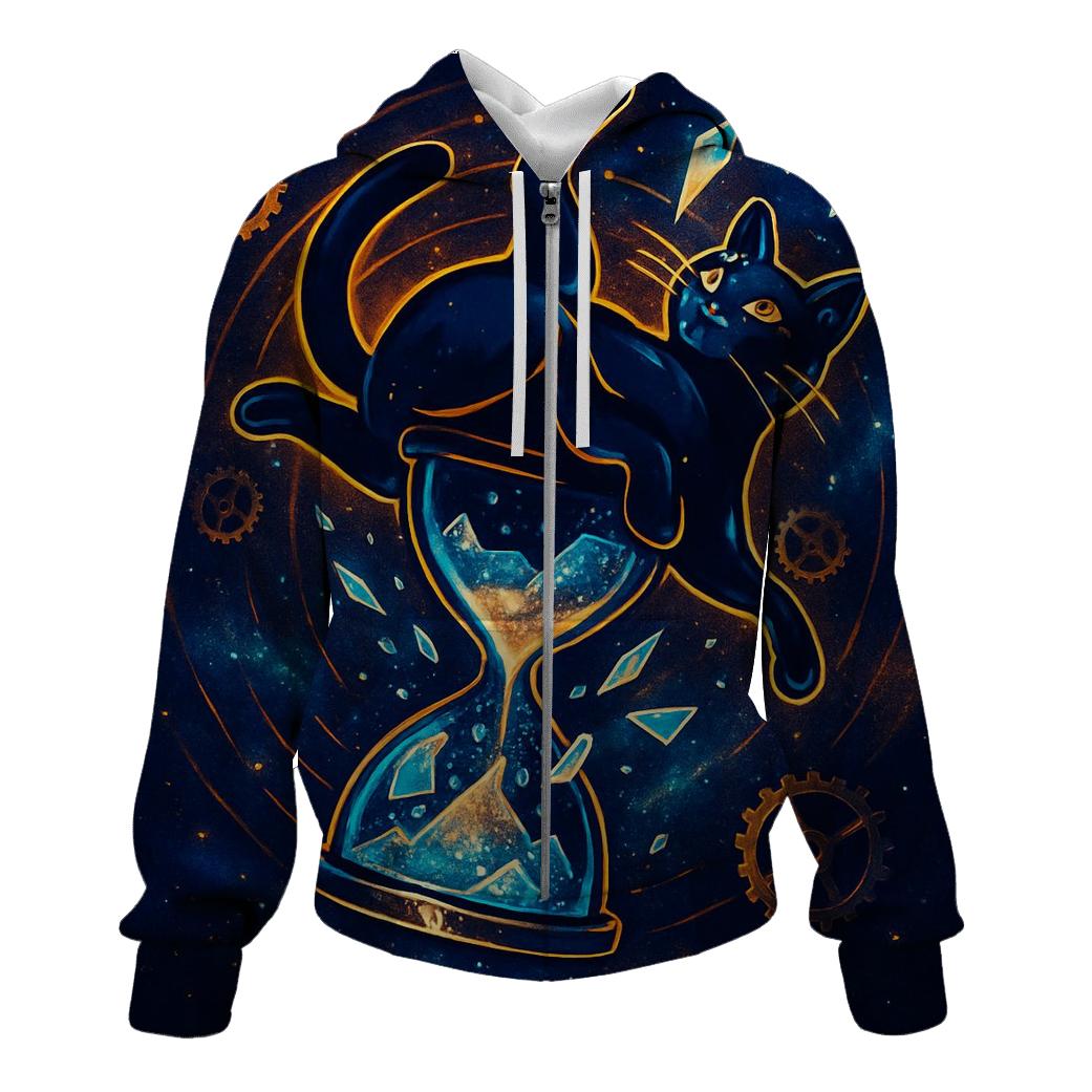Chrono Sandglass Cat Acrobat lightweight hoodies