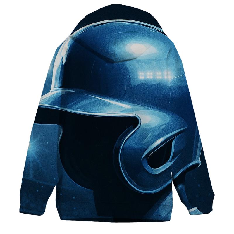 Icy Blue Helmet Reflection Under Floodlights printed hoodies