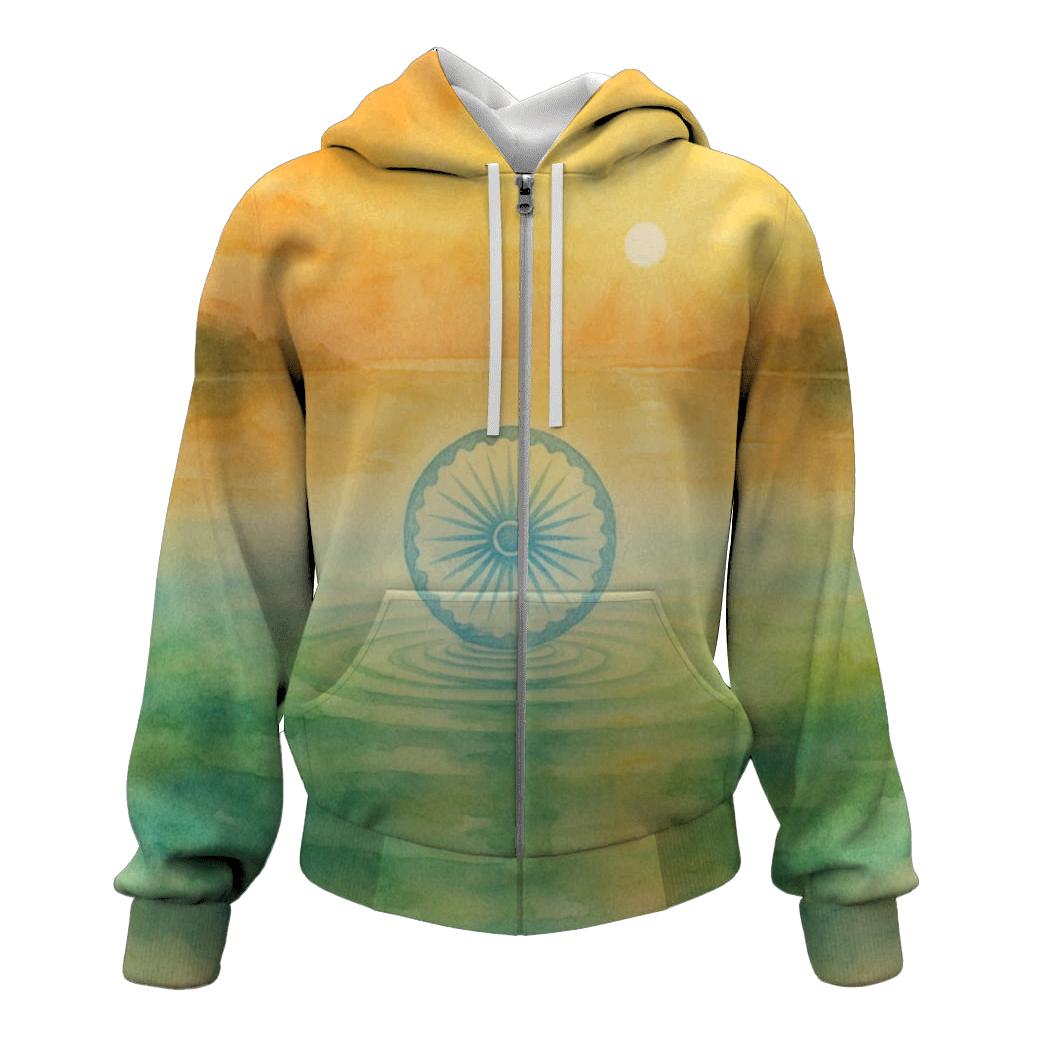 Saffron Watercolor Spirit Of India designer hoodies