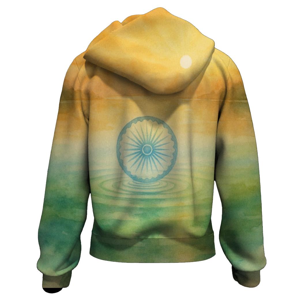 Saffron Watercolor Spirit Of India designer hoodies