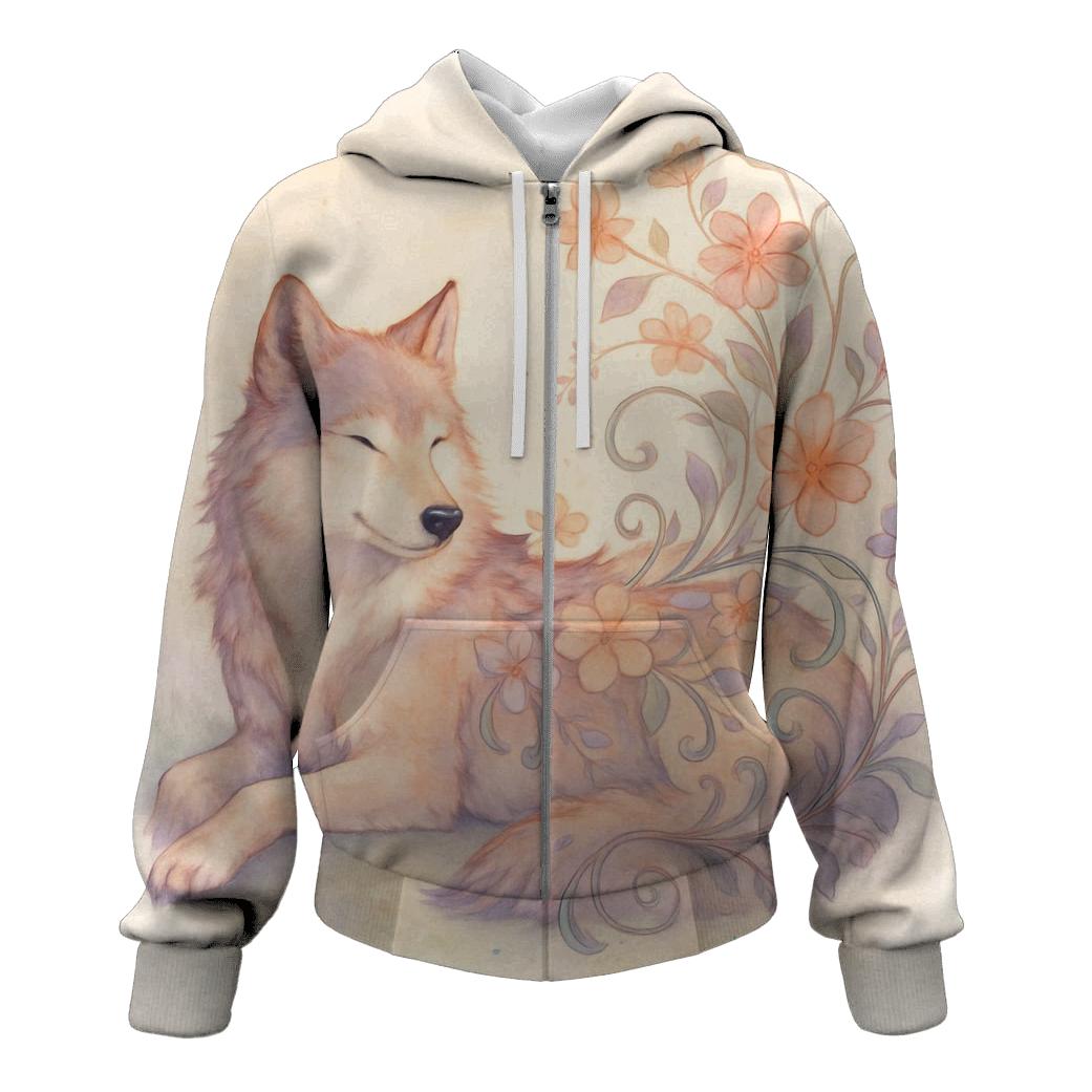 Wildflower Spiral Dream Wolf lightweight hoodies