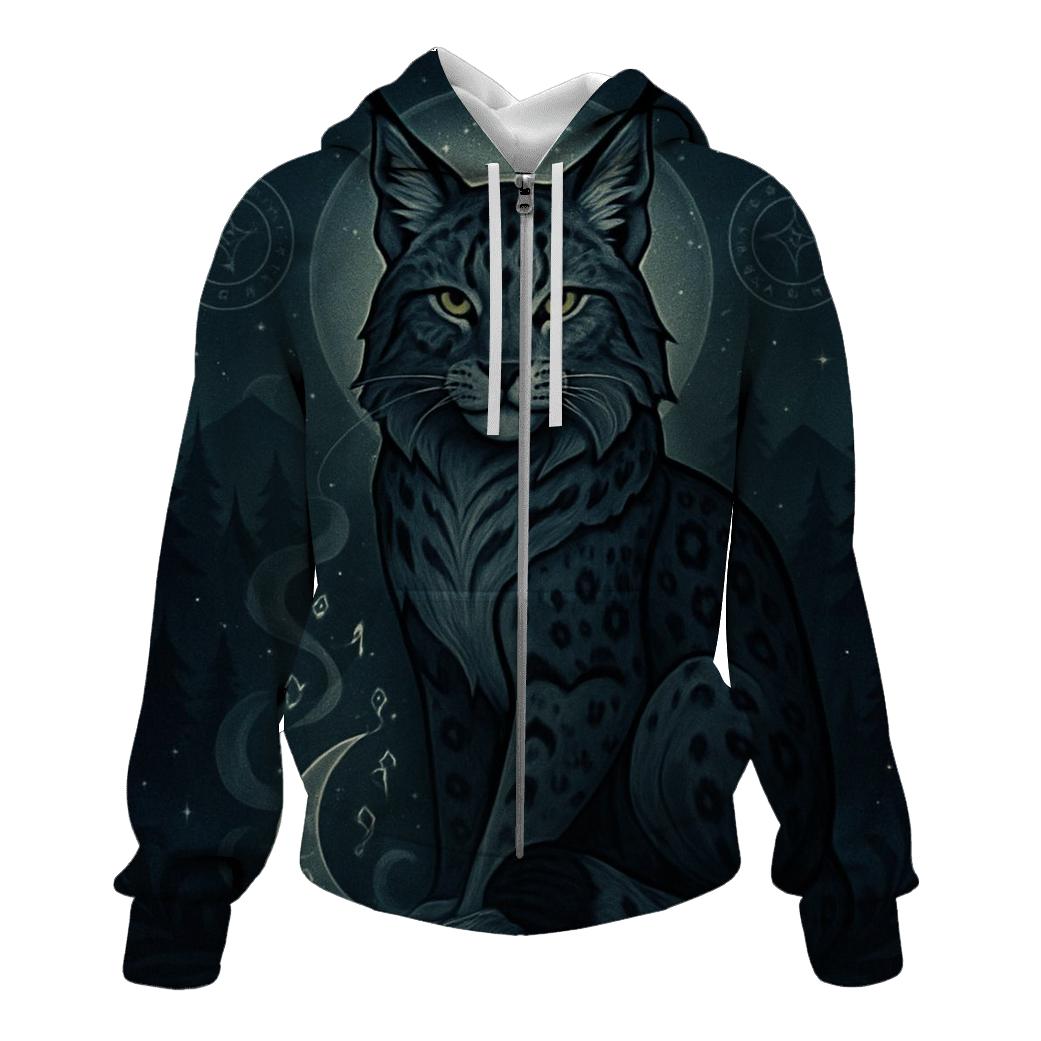 Moonlit Rune Guardian Lynx hoodies fashion