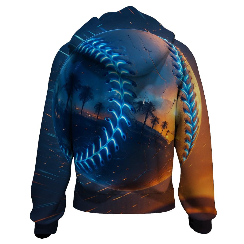 Chrome Fastball Through Sunset Haze embroidered hoodies