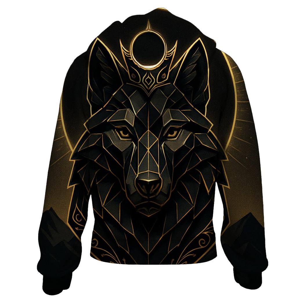 Obsidian Gold Eclipse Wolf embroidered hoodies